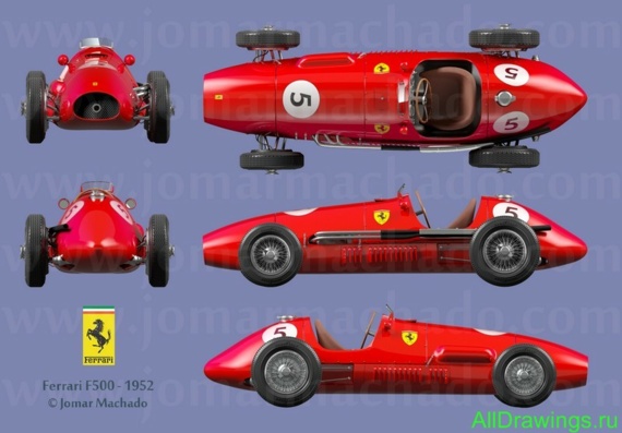 Ferrari F500 (1952) (Феррари Ф500 (1952)) - чертежи (рисунки) автомобиля